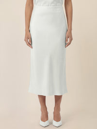 APART Ausgestellter Midirock in fließender Satin-Qualität | creme