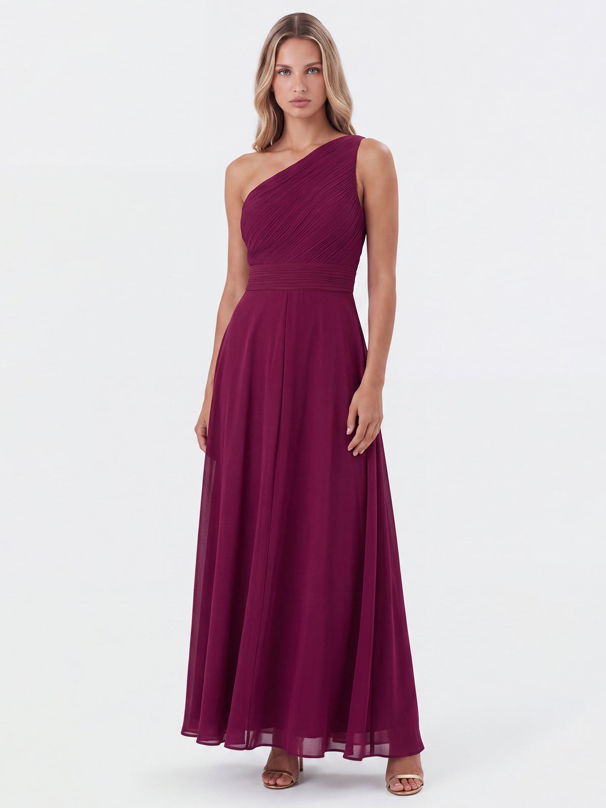 APART Abendkleid mit One-Shoulder-Design | weinrot