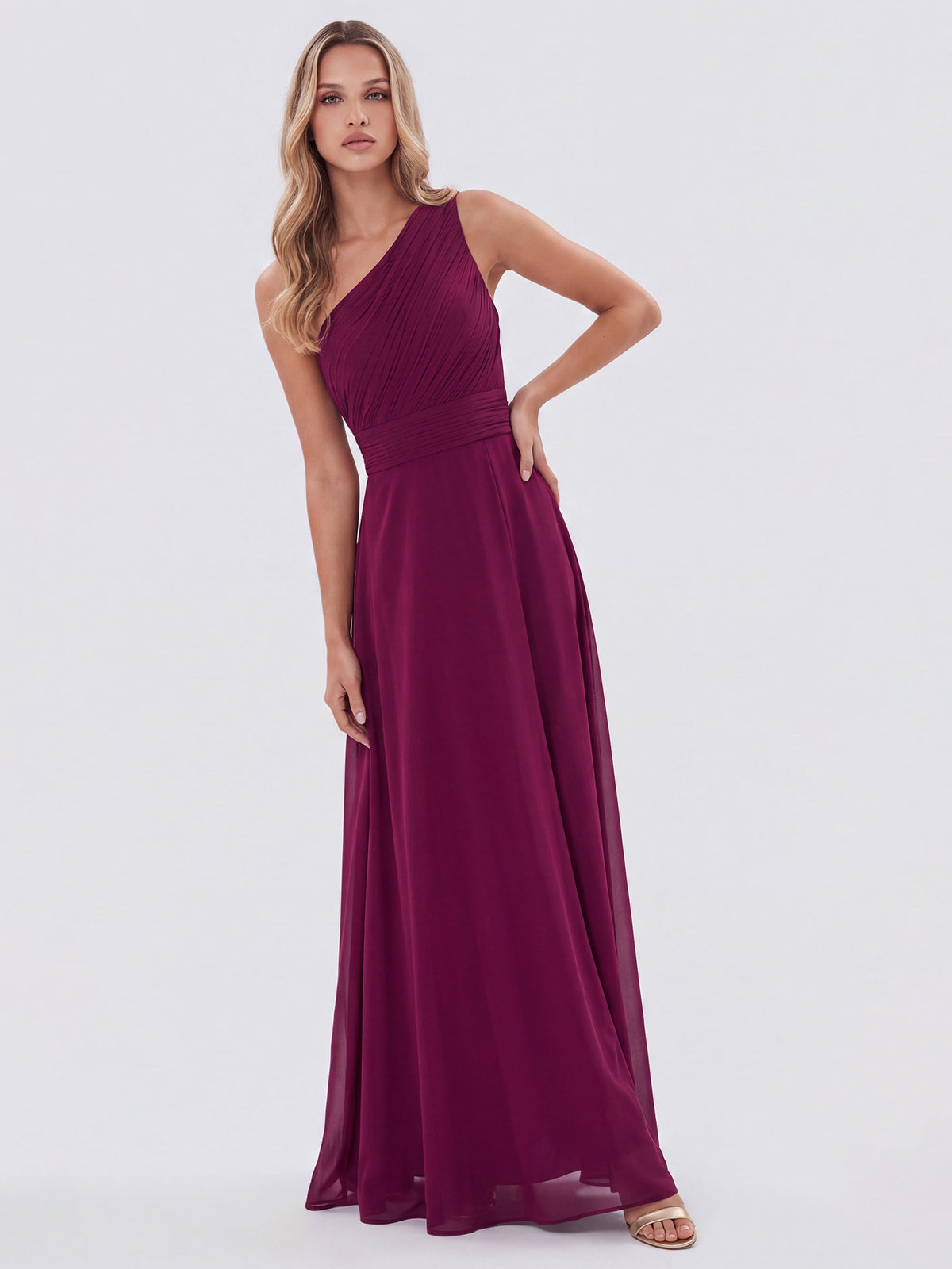 APART Abendkleid mit One-Shoulder-Design | weinrot