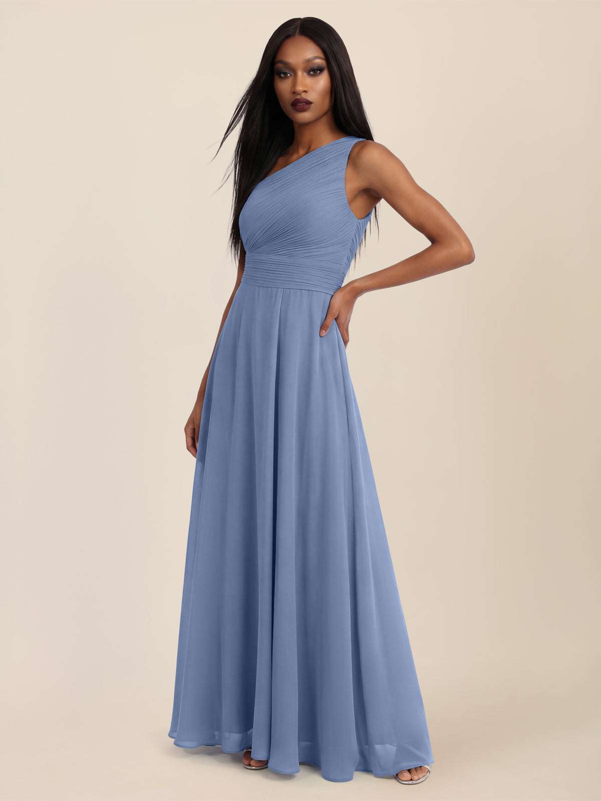 APART Abendkleid mit One-Shoulder-Design | rauchblau