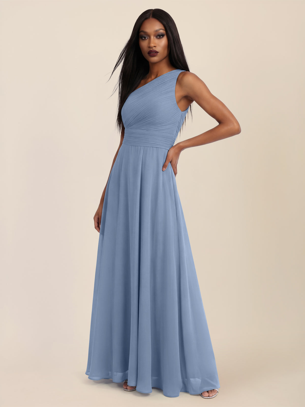 APART Abendkleid mit One-Shoulder-Design | rauchblau