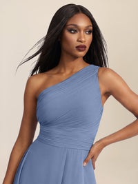 APART Abendkleid mit One-Shoulder-Design | rauchblau