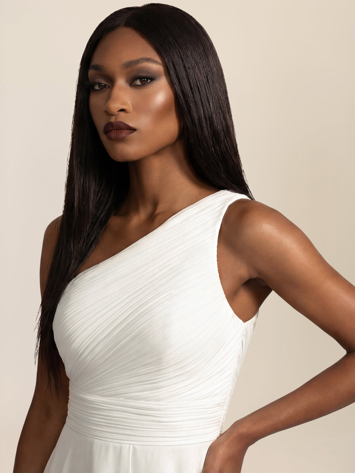 APART Abendkleid mit One-Shoulder-Design | creme