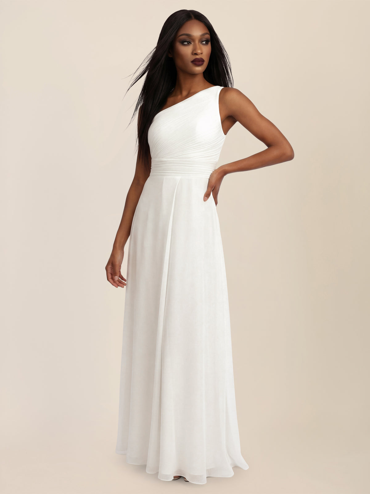 APART Abendkleid mit One-Shoulder-Design | creme