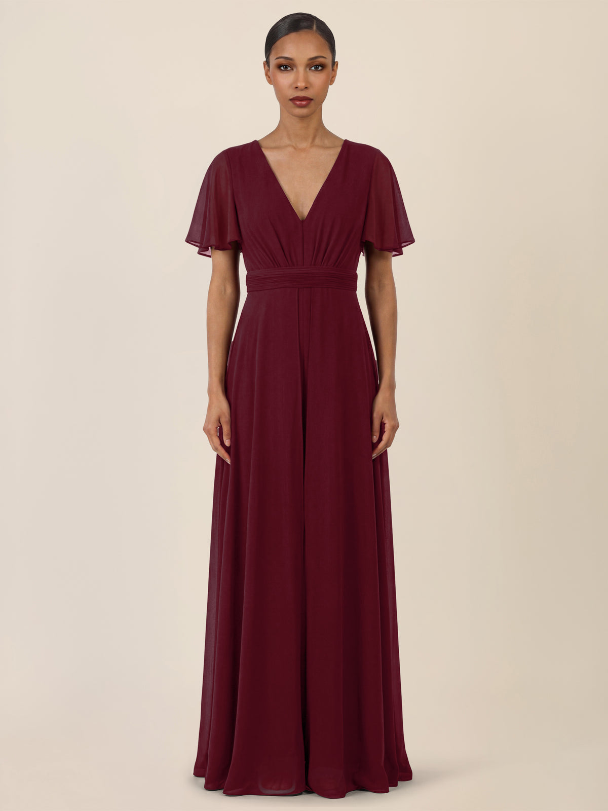 APART Eleganter Chiffonoverall mit fließendem Beinverlauf | weinrot