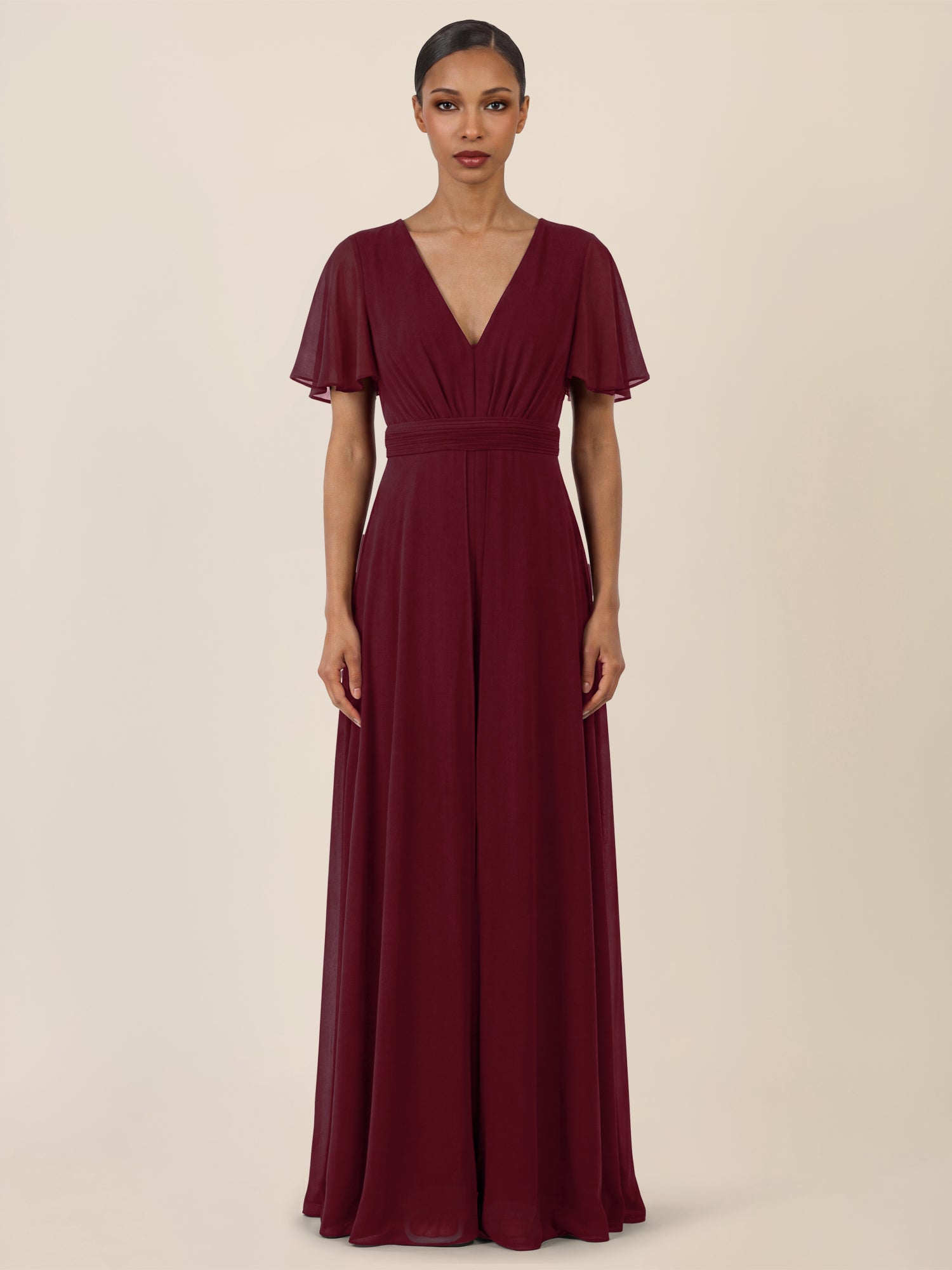 APART Eleganter Chiffonoverall mit fließendem Beinverlauf | weinrot