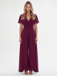 APART Eleganter Chiffonoverall mit fließendem Beinverlauf | weinrot