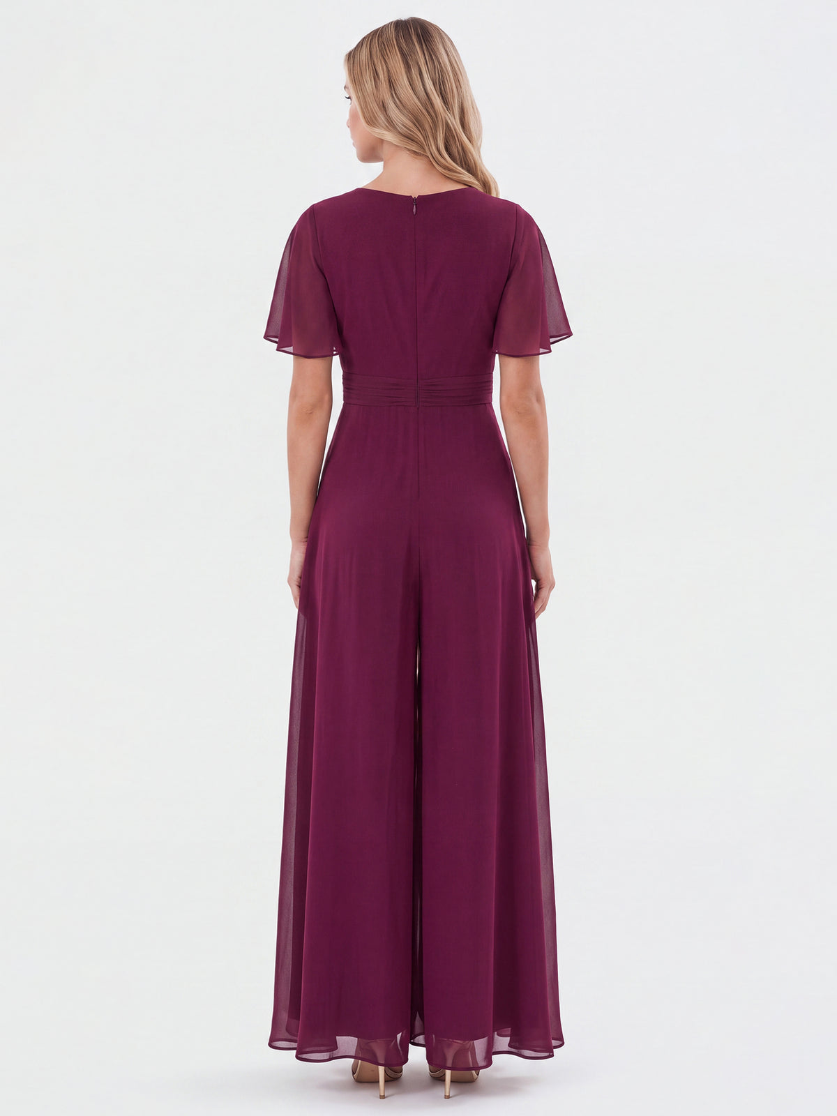 APART Eleganter Chiffonoverall mit fließendem Beinverlauf | weinrot