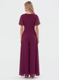 APART Eleganter Chiffonoverall mit fließendem Beinverlauf | weinrot