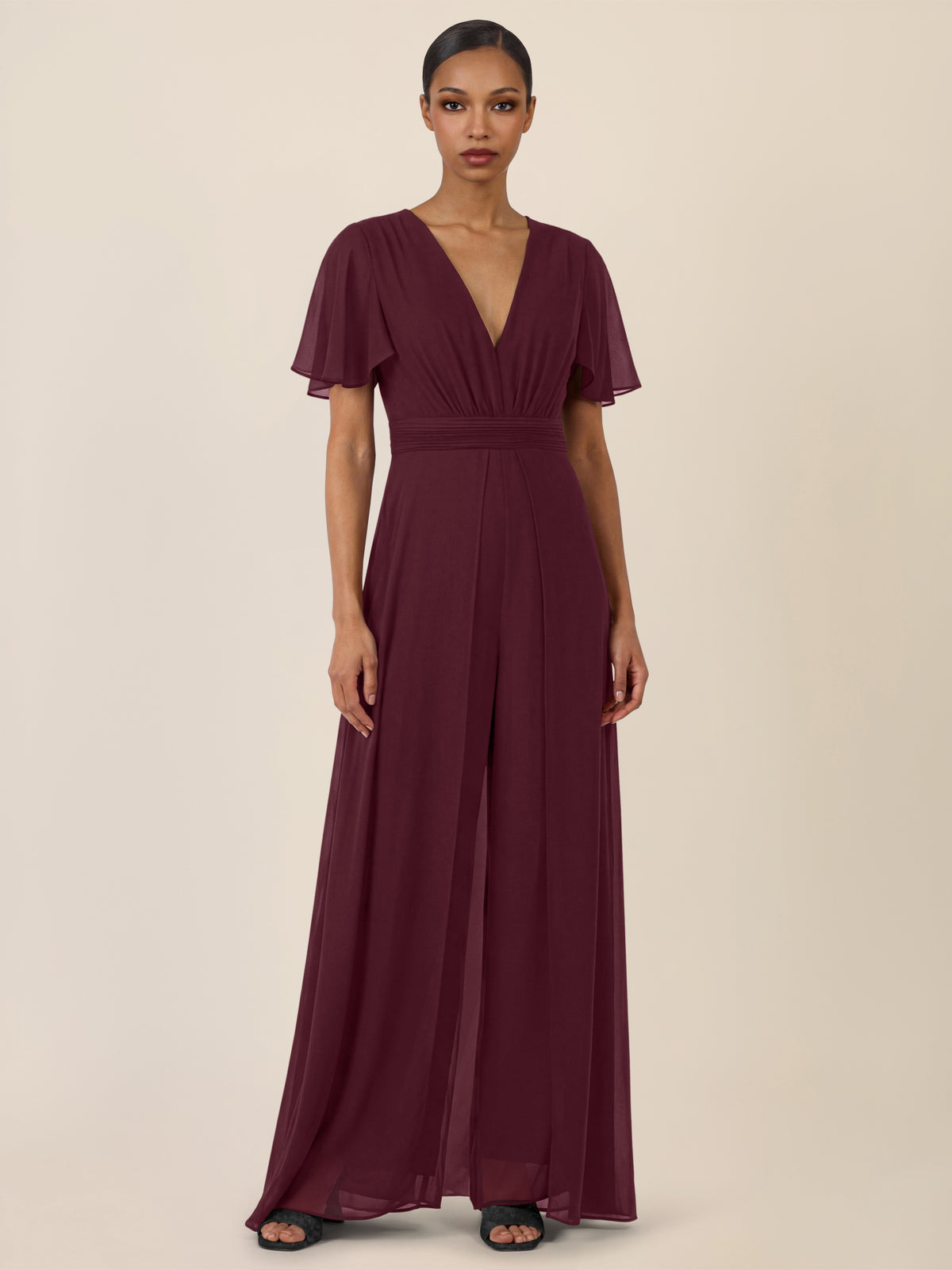 APART Eleganter Chiffonoverall mit fließendem Beinverlauf | weinrot