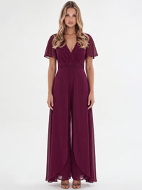 APART Eleganter Chiffonoverall mit fließendem Beinverlauf | weinrot