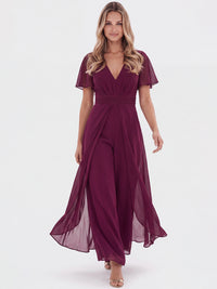 APART Eleganter Chiffonoverall mit fließendem Beinverlauf | weinrot