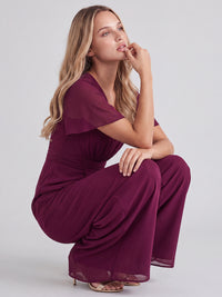 APART Eleganter Chiffonoverall mit fließendem Beinverlauf | weinrot