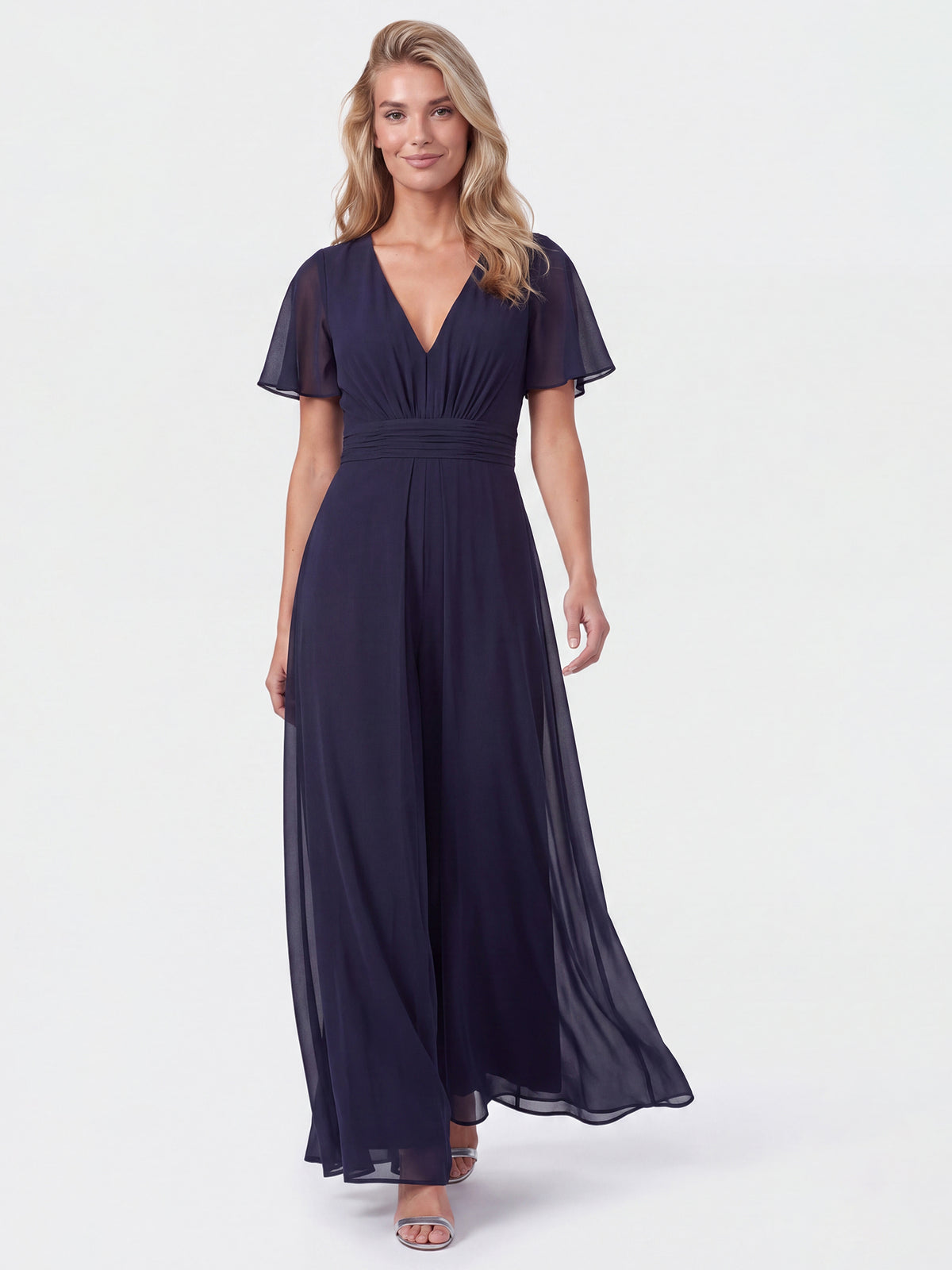 APART Eleganter Chiffonoverall mit fließendem Beinverlauf | nachtblau
