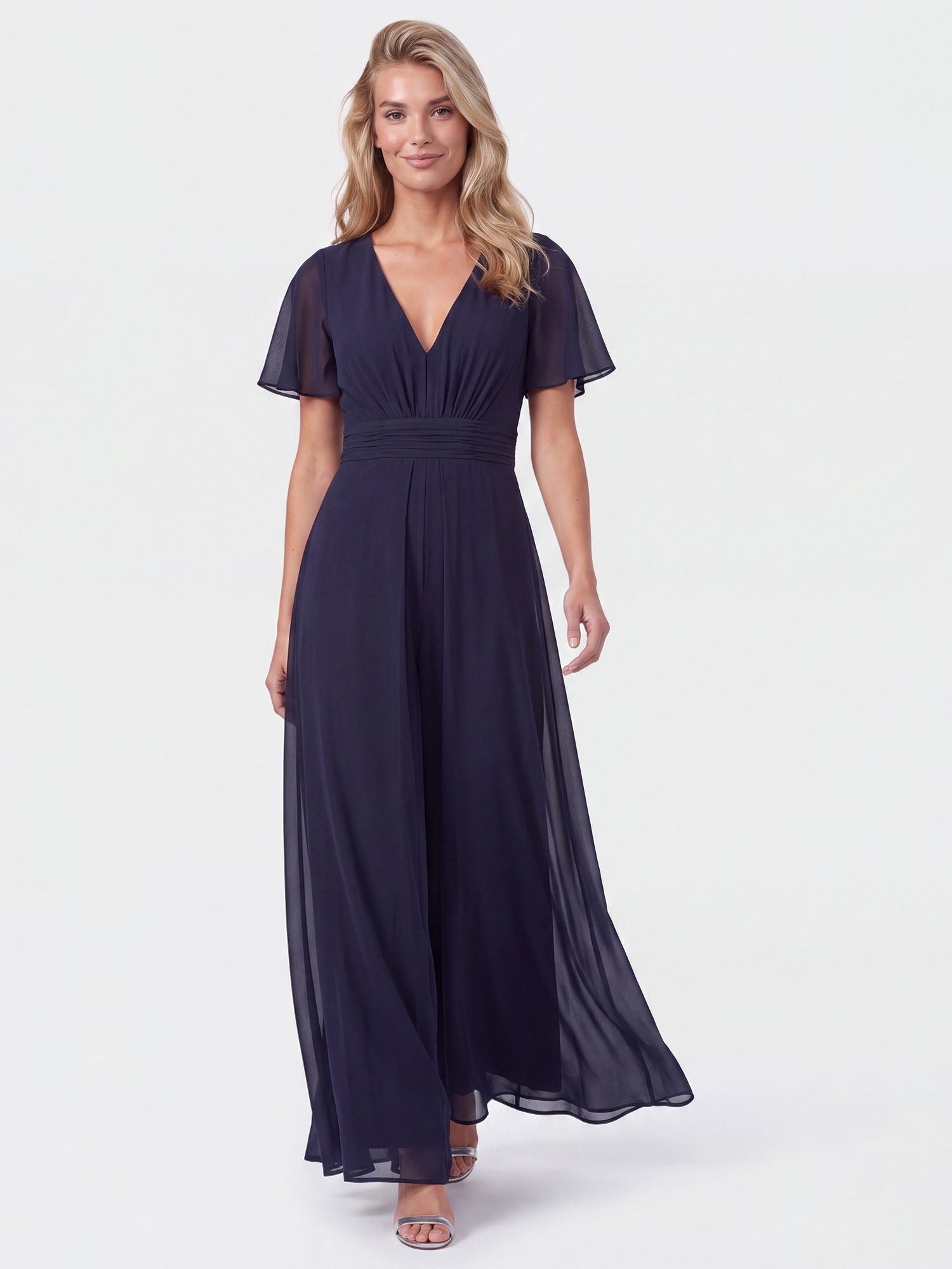 APART Eleganter Chiffonoverall mit fließendem Beinverlauf | nachtblau