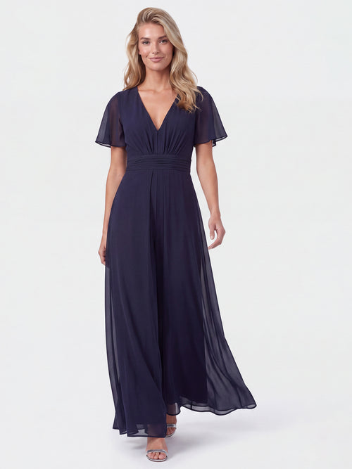 APART Eleganter Chiffonoverall mit fließendem Beinverlauf | nachtblau image 1