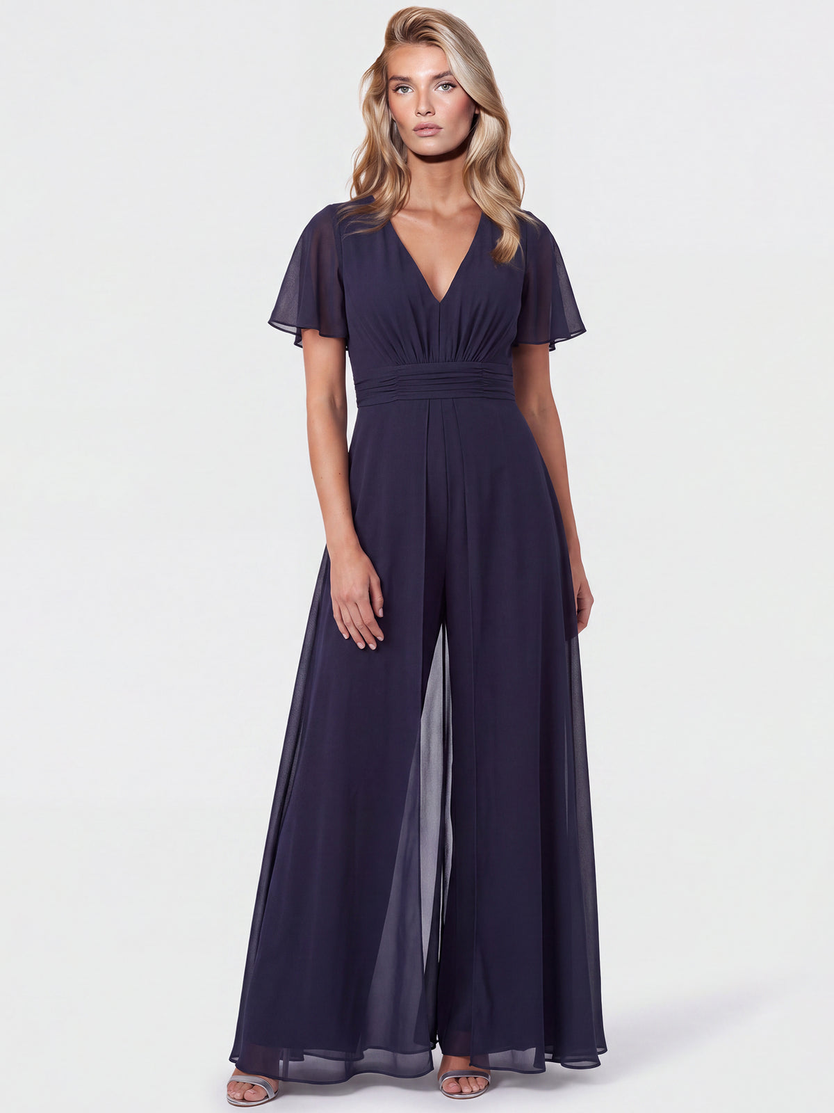 APART Eleganter Chiffonoverall mit fließendem Beinverlauf | nachtblau