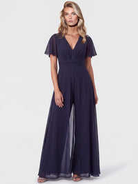APART Eleganter Chiffonoverall mit fließendem Beinverlauf | nachtblau