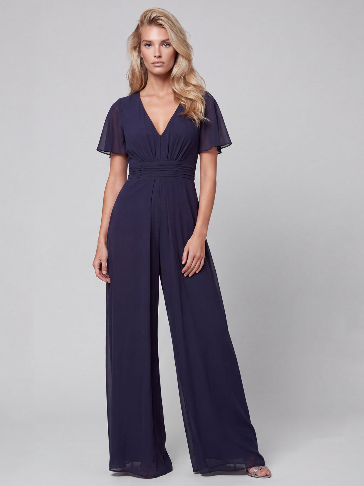 APART Eleganter Chiffonoverall mit fließendem Beinverlauf | nachtblau