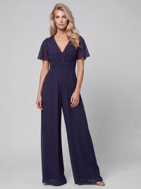 APART Eleganter Chiffonoverall mit fließendem Beinverlauf | nachtblau