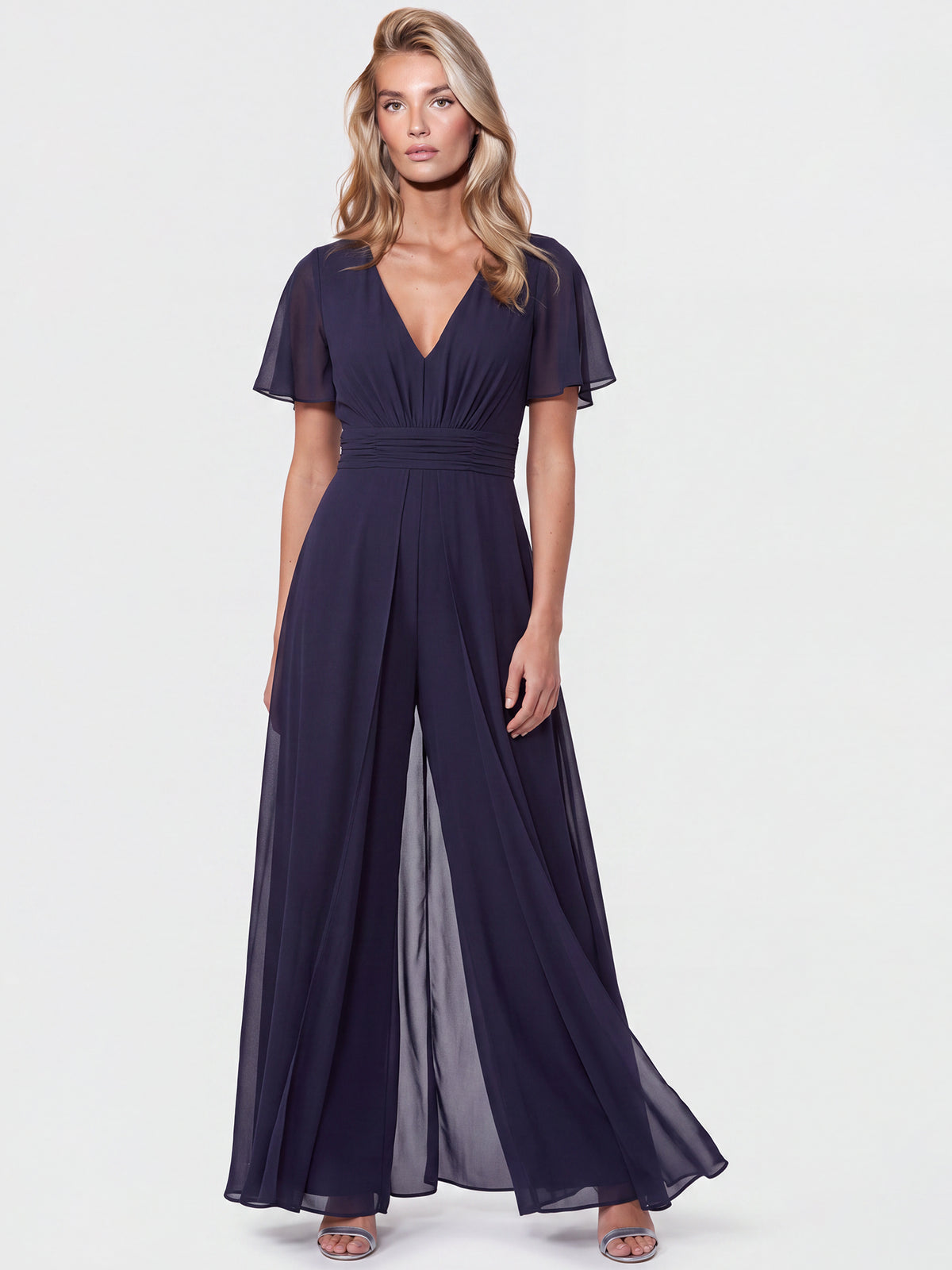 APART Eleganter Chiffonoverall mit fließendem Beinverlauf | nachtblau