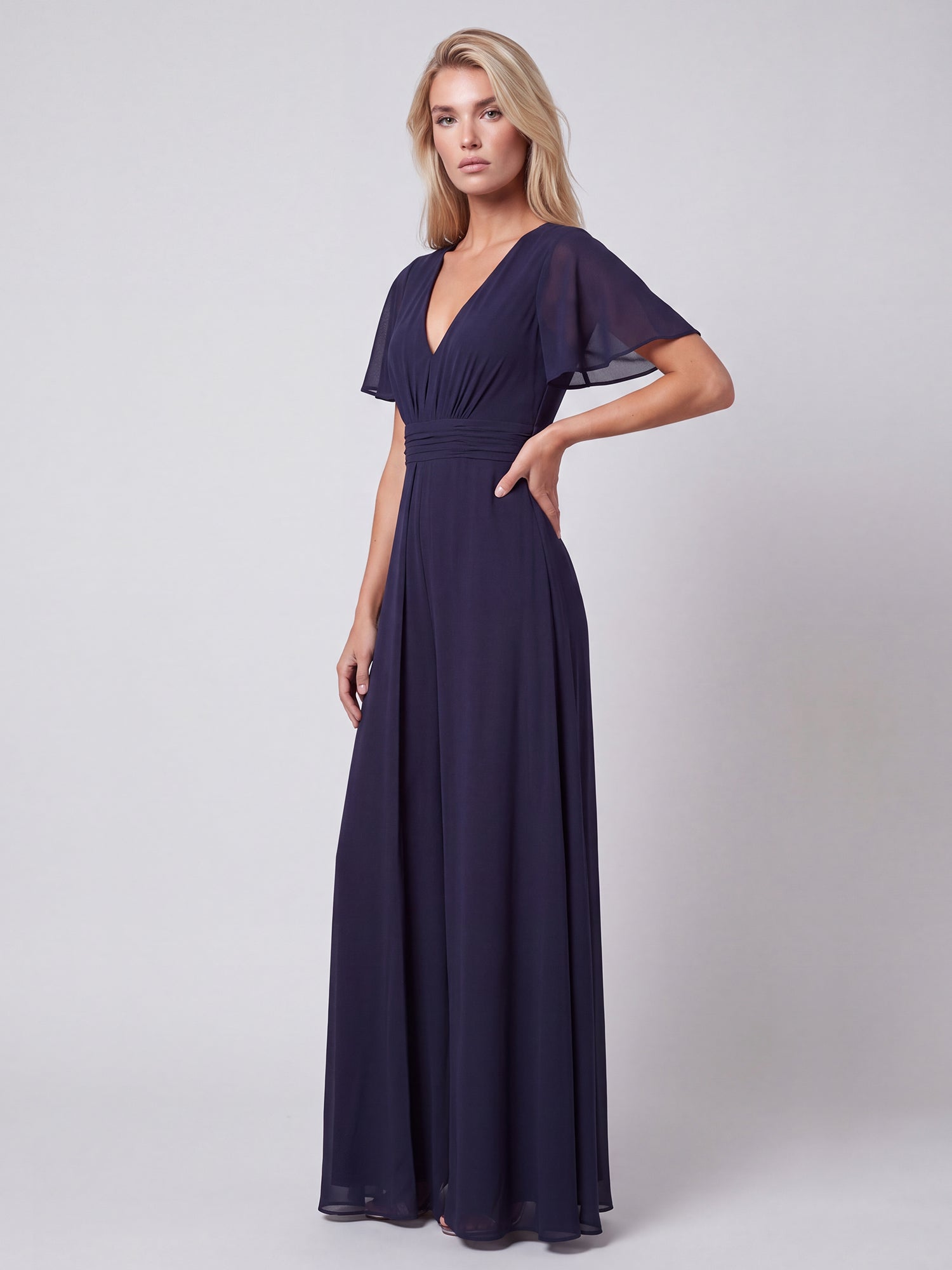 APART Eleganter Chiffonoverall mit fließendem Beinverlauf | nachtblau