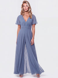 APART Eleganter Chiffonoverall mit fließendem Beinverlauf | rauchblau