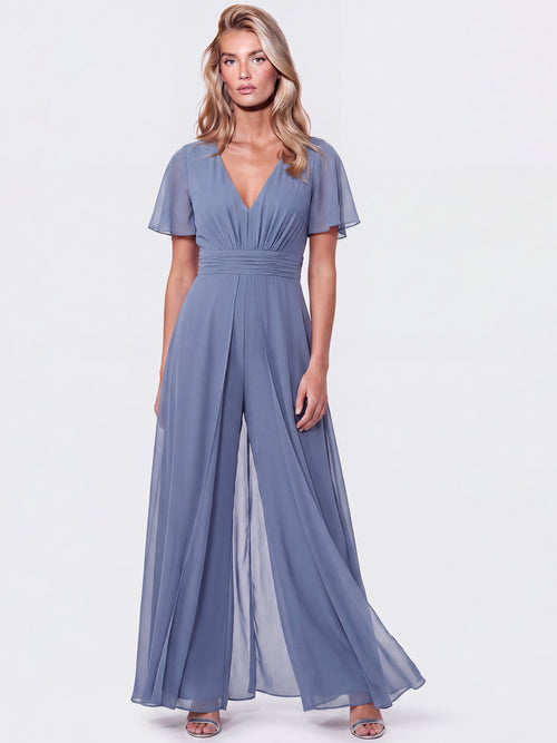 APART Eleganter Chiffonoverall mit fließendem Beinverlauf | rauchblau image 1