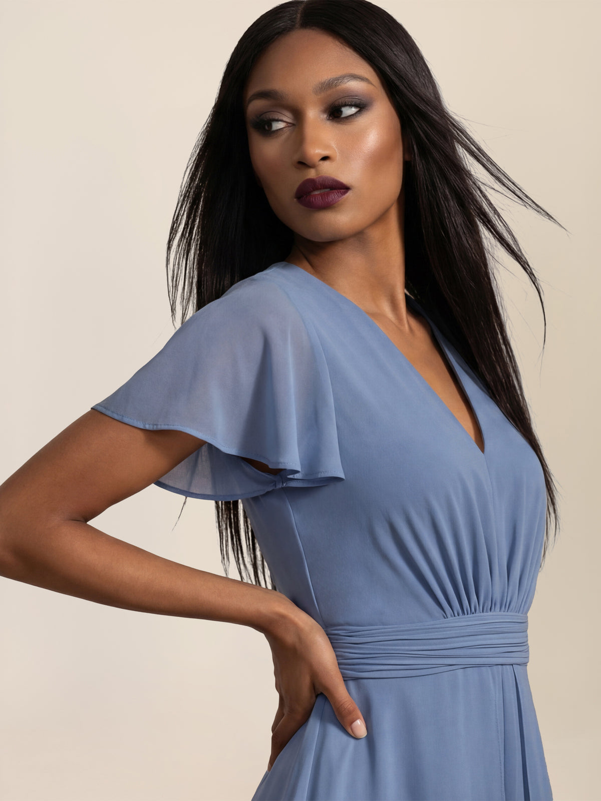 APART Eleganter Chiffonoverall mit fließendem Beinverlauf | rauchblau