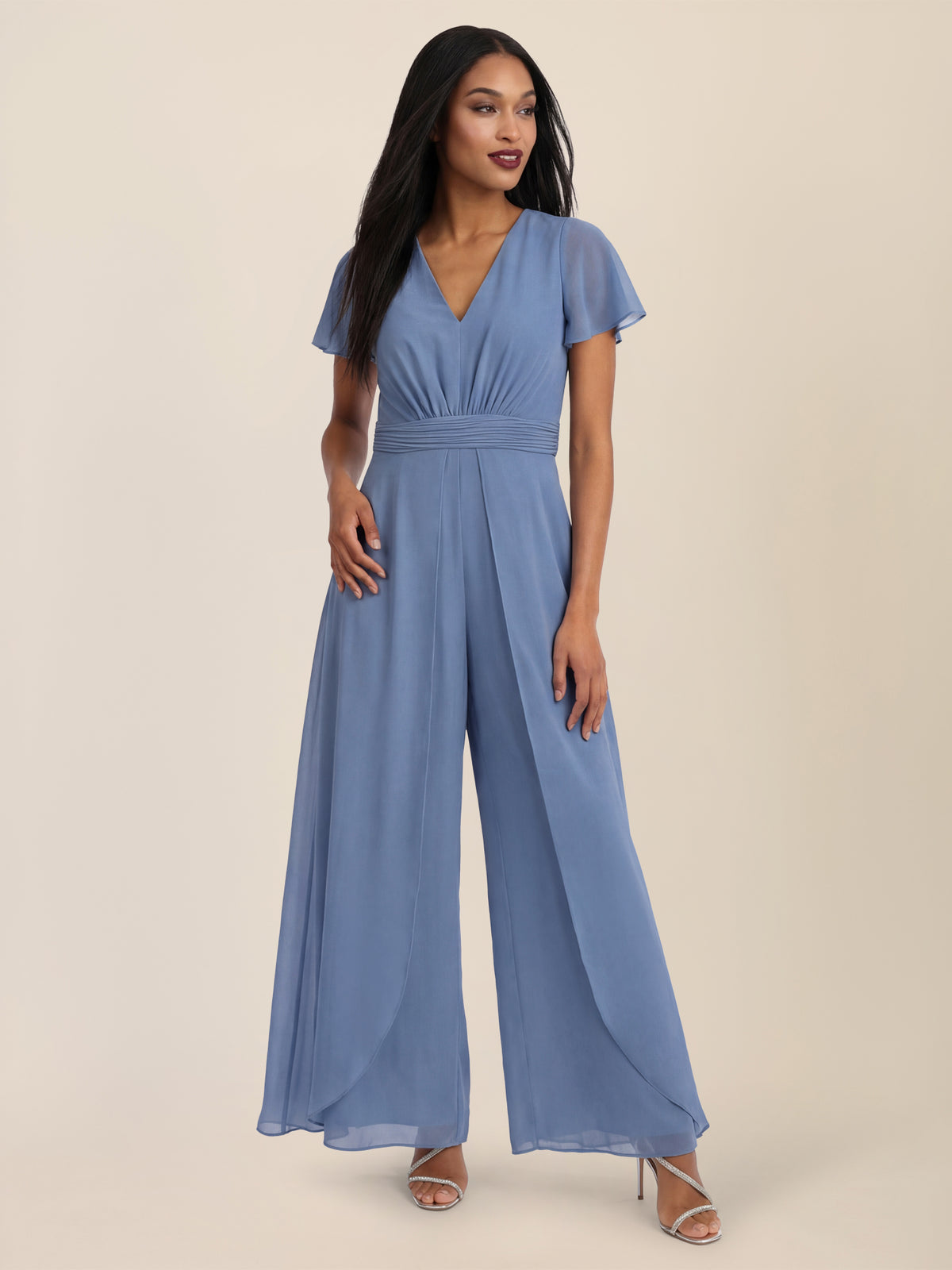 APART Eleganter Chiffonoverall mit fließendem Beinverlauf | rauchblau