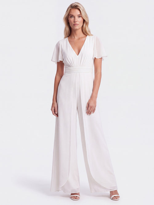 APART Eleganter Chiffonoverall mit fließendem Beinverlauf | creme image 1