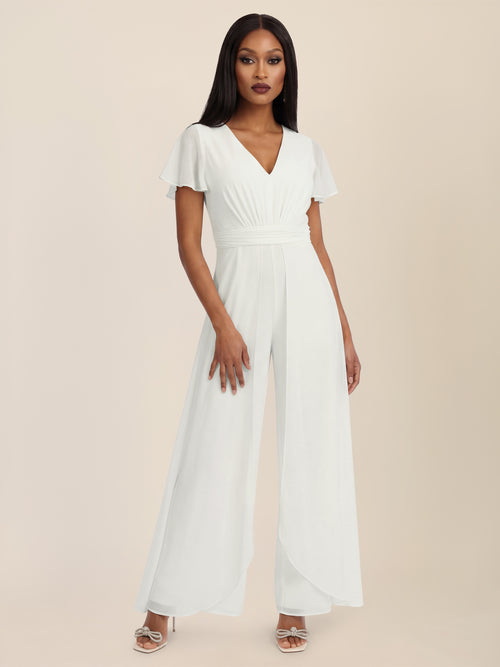 APART Eleganter Chiffonoverall mit fließendem Beinverlauf | creme image 1