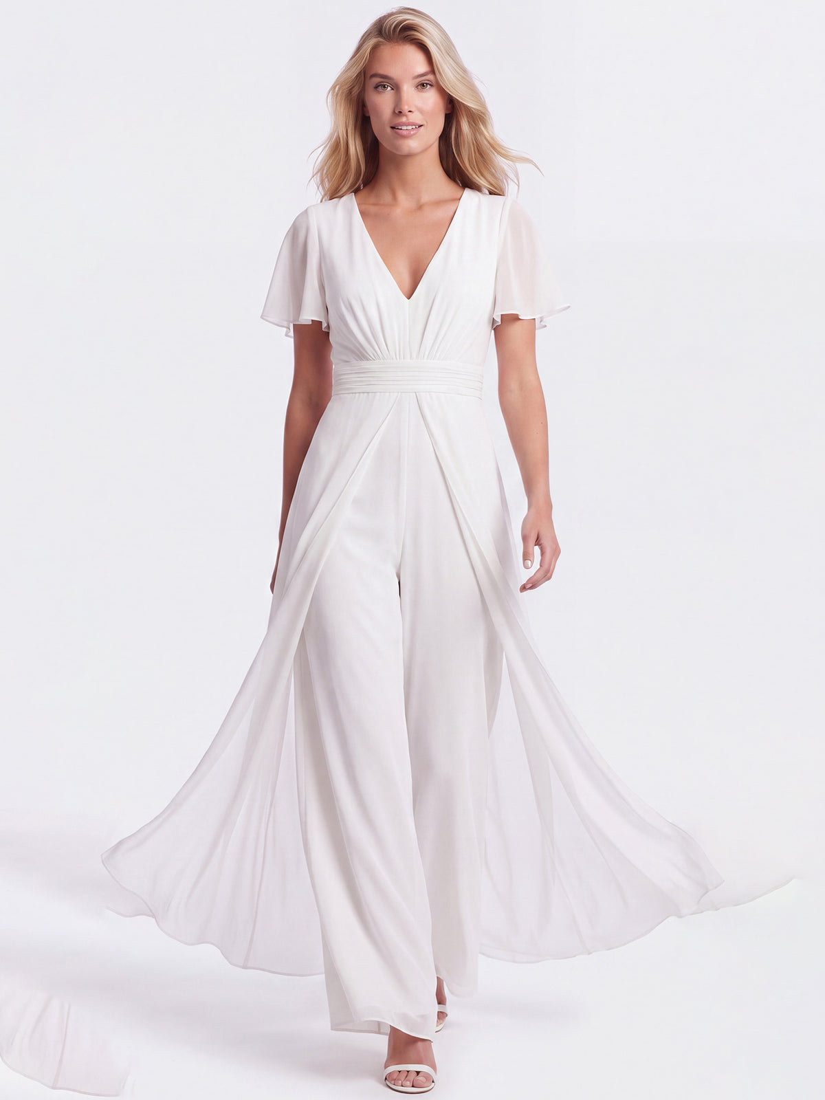APART Eleganter Chiffonoverall mit fließendem Beinverlauf | creme