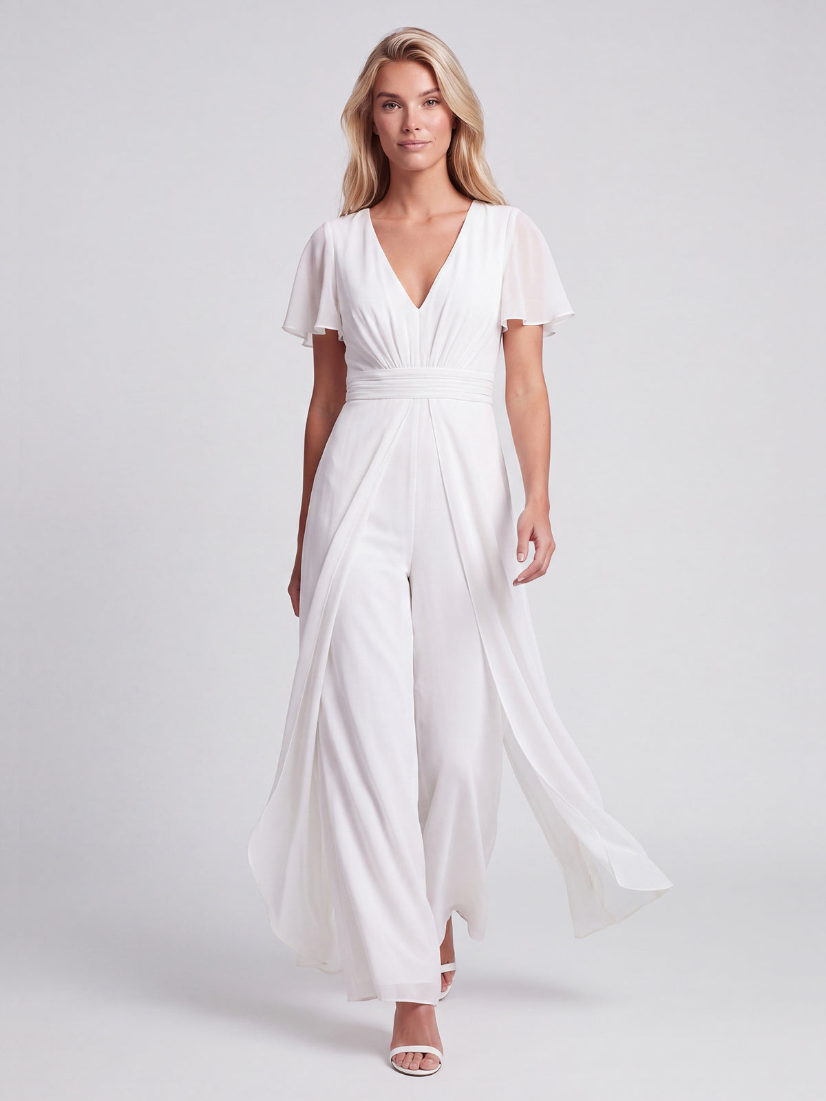 APART Eleganter Chiffonoverall mit fließendem Beinverlauf | creme
