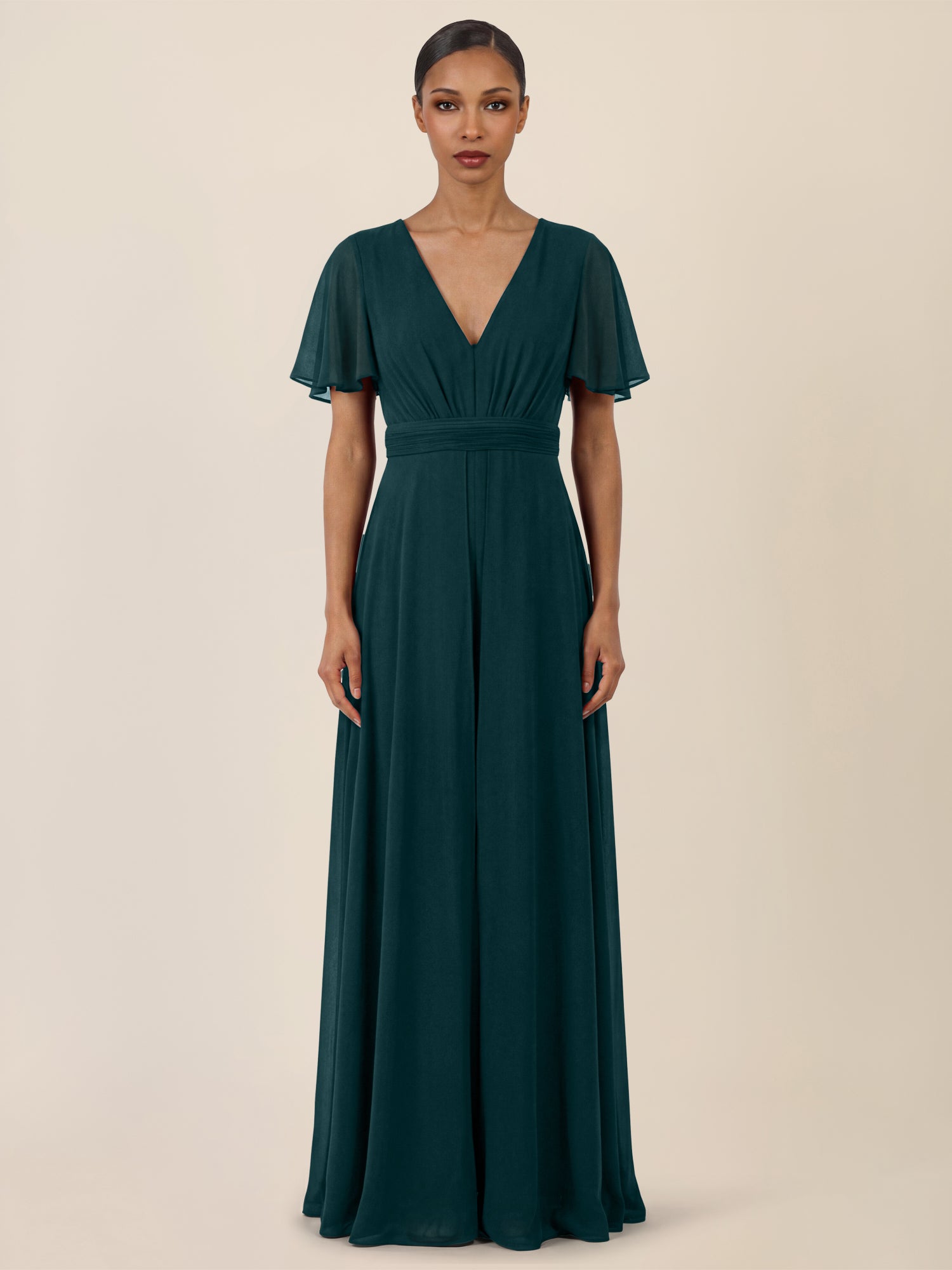 APART Eleganter Chiffonoverall mit fließendem Beinverlauf | emerald