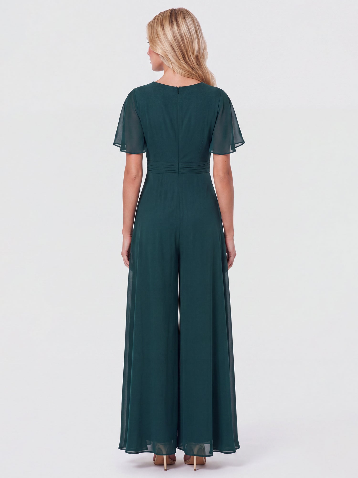 APART Eleganter Chiffonoverall mit fließendem Beinverlauf | emerald