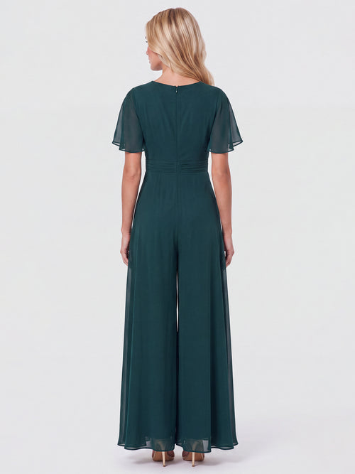 APART Eleganter Chiffonoverall mit fließendem Beinverlauf | emerald image 1