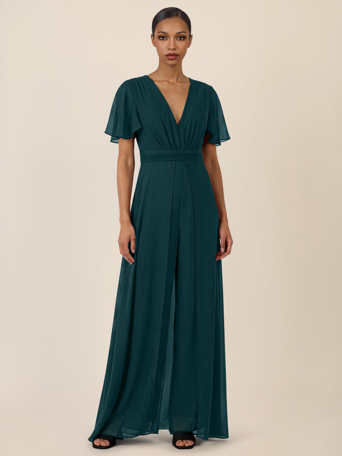 APART Eleganter Chiffonoverall mit fließendem Beinverlauf | emerald