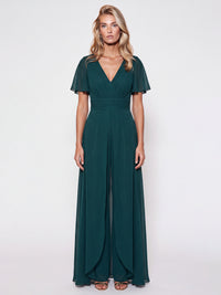 APART Eleganter Chiffonoverall mit fließendem Beinverlauf | emerald