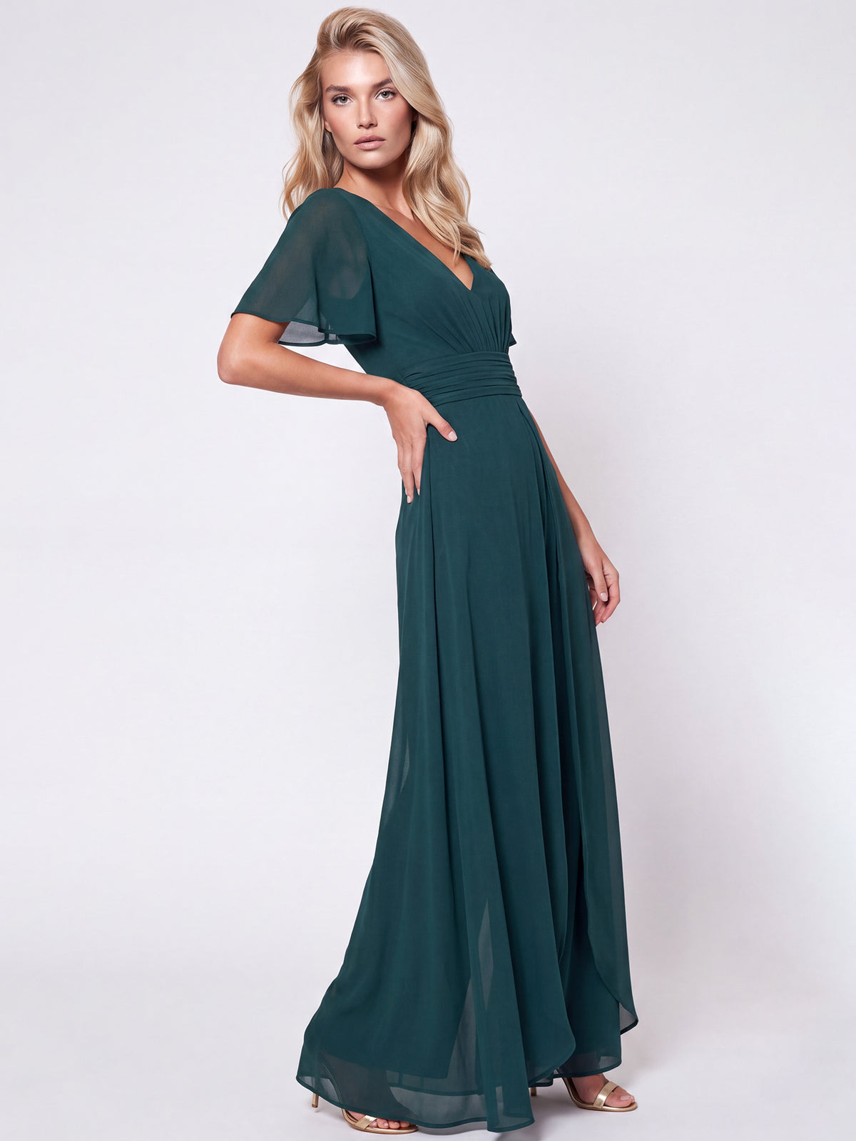 APART Eleganter Chiffonoverall mit fließendem Beinverlauf | emerald
