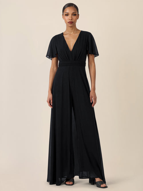 APART Eleganter Chiffonoverall mit fließendem Beinverlauf | schwarz image 1