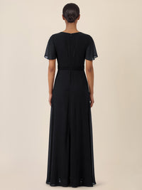 APART Eleganter Chiffonoverall mit fließendem Beinverlauf | schwarz