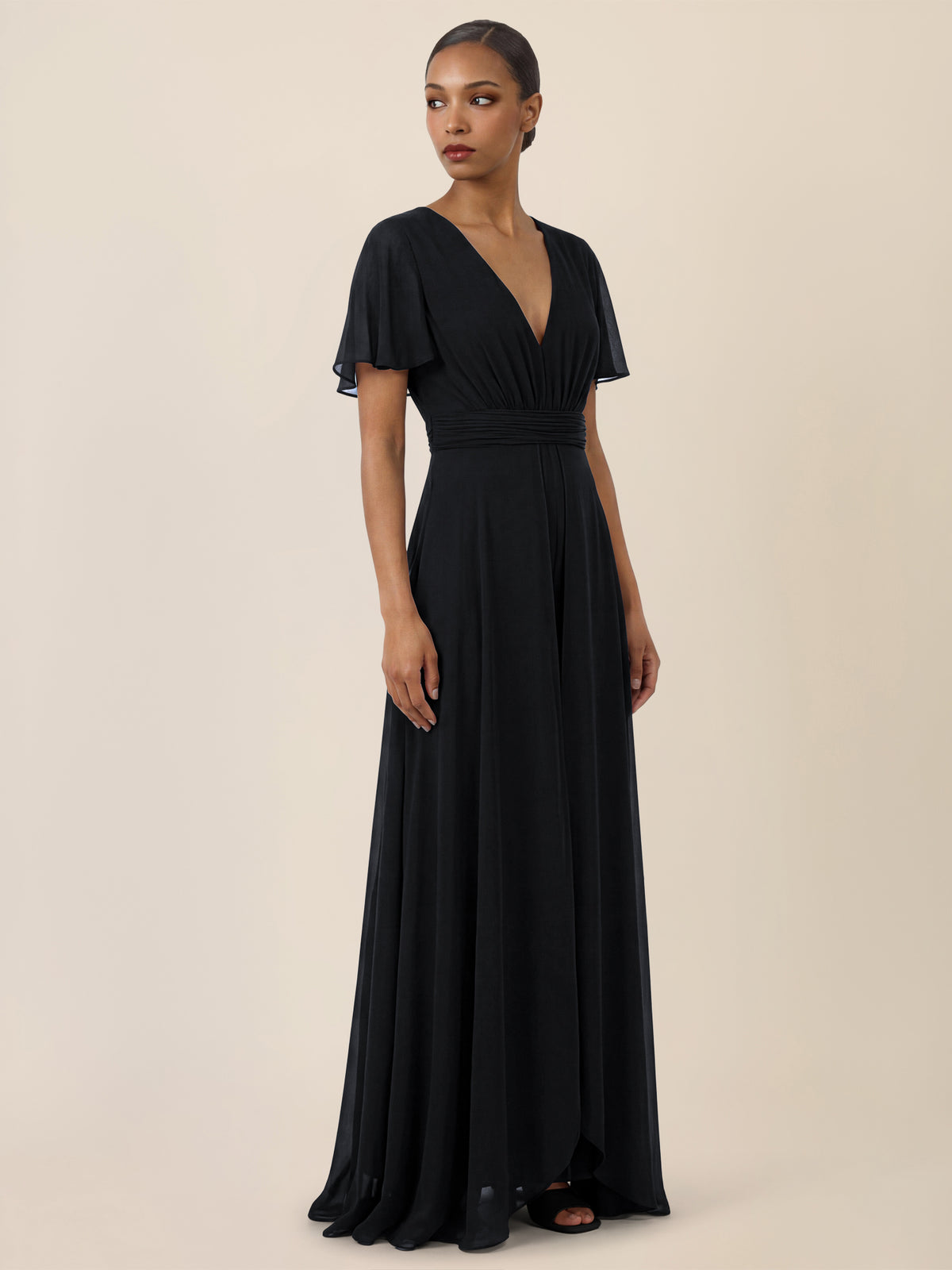 APART Eleganter Chiffonoverall mit fließendem Beinverlauf | schwarz