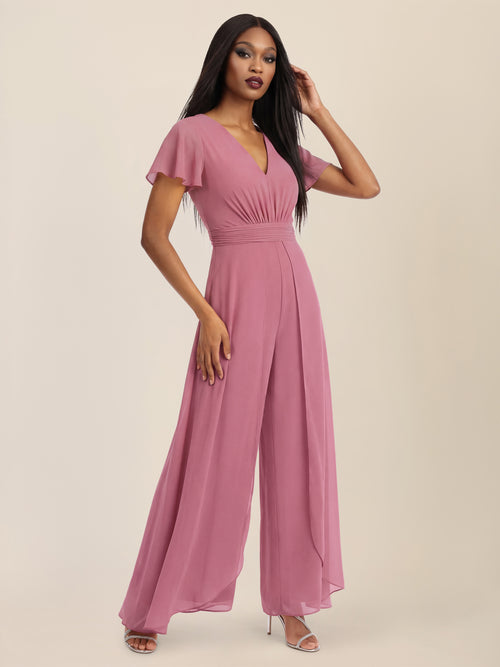 APART Eleganter Chiffonoverall mit fließendem Beinverlauf | rosé image 1