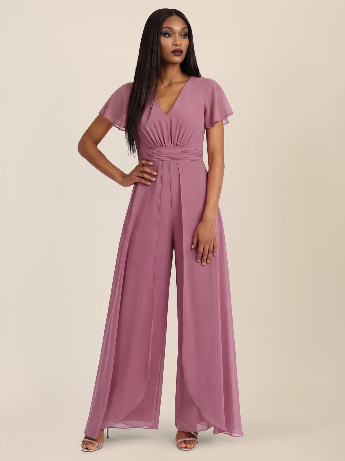 APART Eleganter Chiffonoverall mit fließendem Beinverlauf | rosé