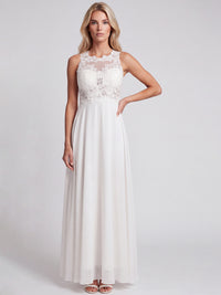 APART Abendkleid mit floraler Spitze und fließendem Rock | creme