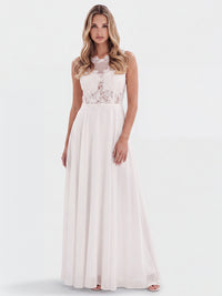 APART Abendkleid mit floraler Spitze und fließendem Rock | creme