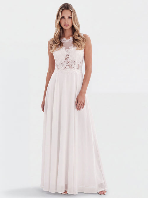 APART Abendkleid mit floraler Spitze und fließendem Rock | creme image 1