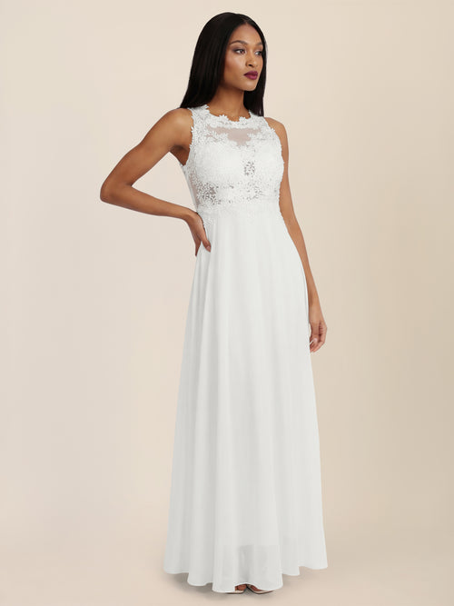 APART Abendkleid mit floraler Spitze und fließendem Rock | creme image 1