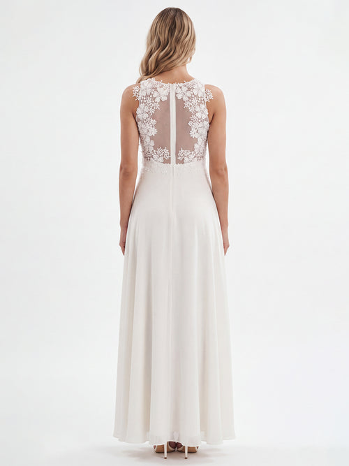 APART Abendkleid mit floraler Spitze und fließendem Rock | creme image 1
